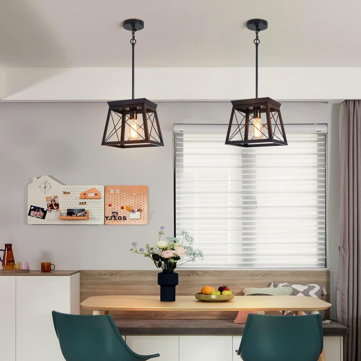 Farmhouse Pendant Light Rustic Lantern Chandelier | Black, Vintage Industrial Design