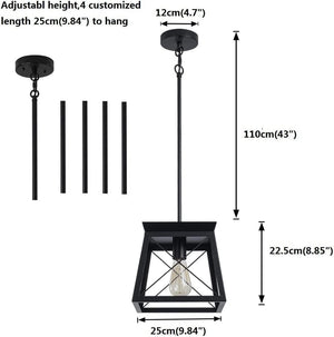 Farmhouse Pendant Light Rustic Lantern Chandelier | Black, Vintage Industrial Design