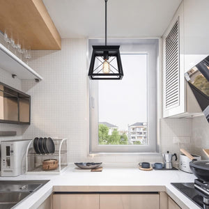 Farmhouse Pendant Light Rustic Lantern Chandelier | Black, Vintage Industrial Design