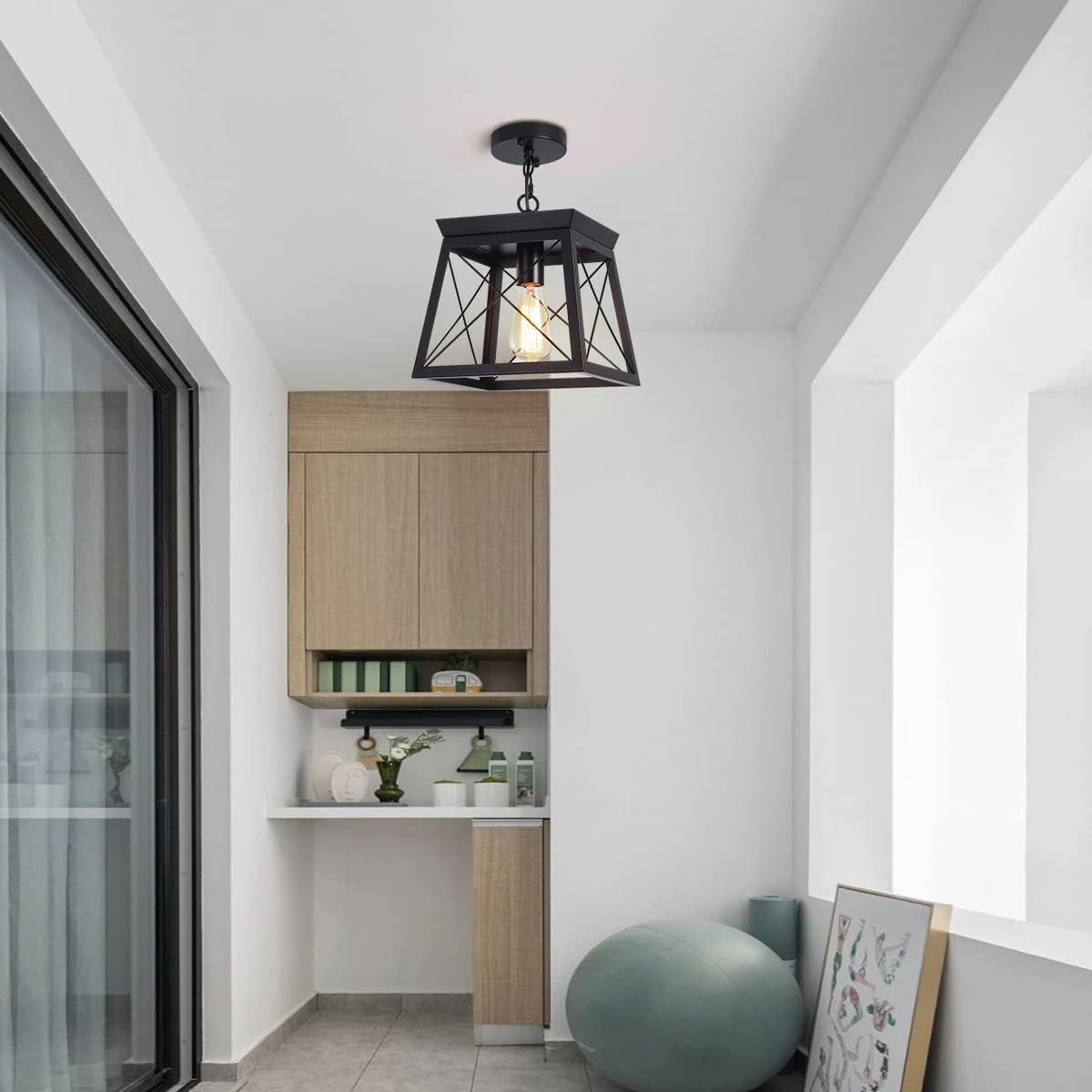 Farmhouse Pendant Light Rustic Lantern Chandelier | Black, Vintage Industrial Design