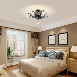 Crystal Chandelier LED Ceiling Light | 4 Lights, Black, Modern Design