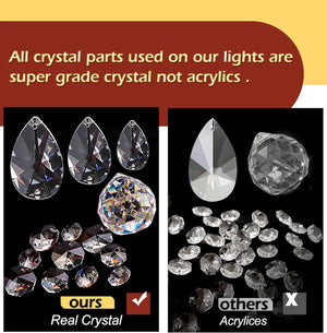 Crystal Chandelier LED Ceiling Light | 4 Lights, Black, Modern Design