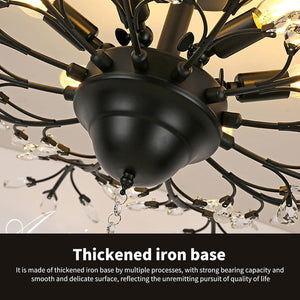 Crystal Chandelier LED Ceiling Light | 4 Lights, Black, Modern Design