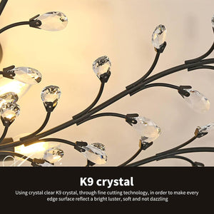 Crystal Chandelier LED Ceiling Light | 4 Lights, Black, Modern Design