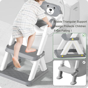 Potty Training Seat Ladder | Kids Boys Girls | Grey