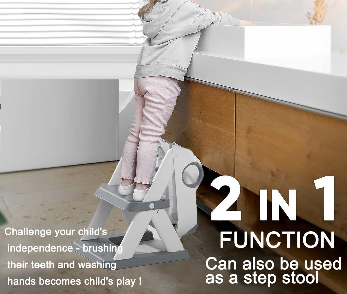 Potty Training Seat Ladder | Kids Boys Girls | Grey