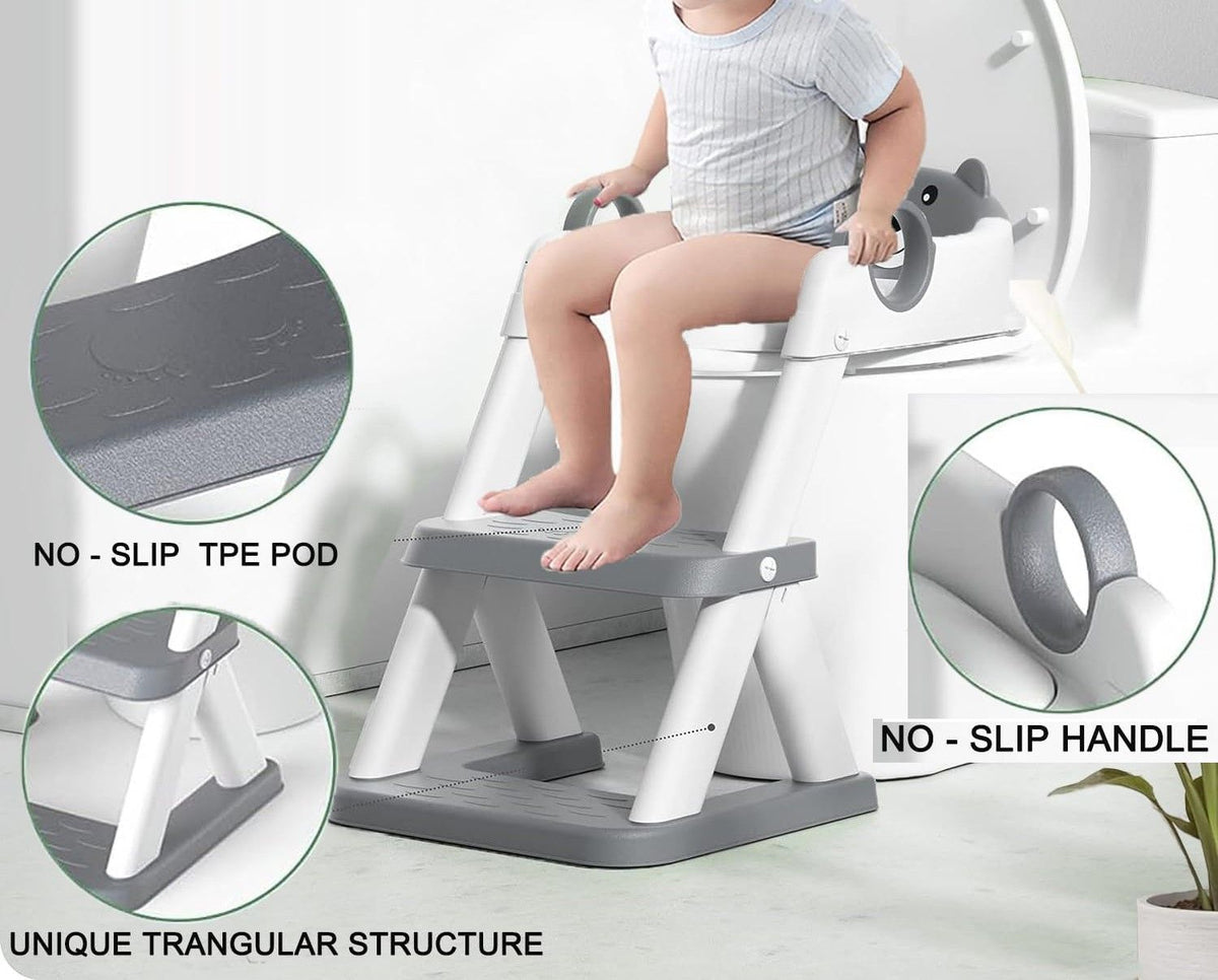 Potty Training Seat Ladder | Kids Boys Girls | Grey