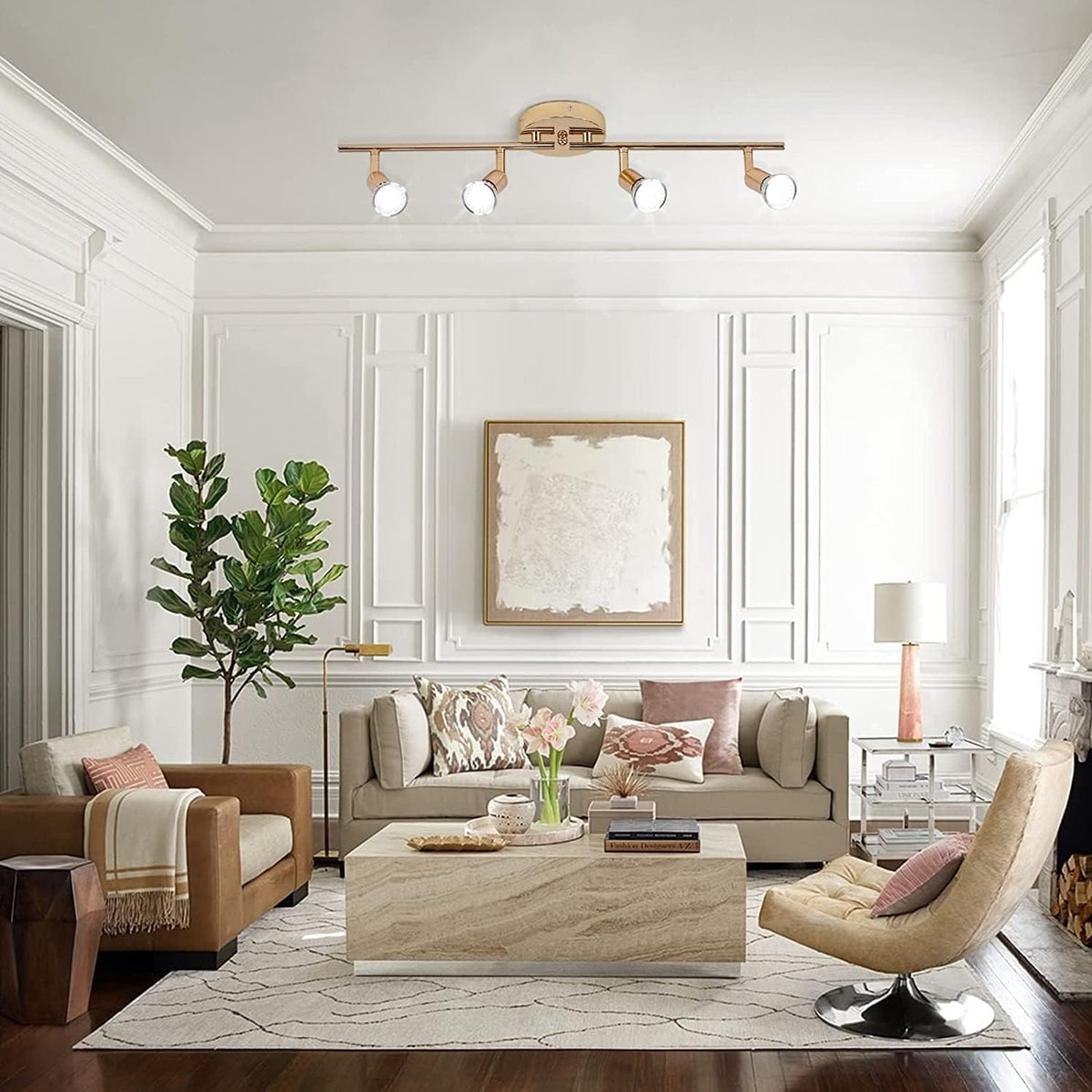 Modern 4-Light Track Lighting Kit LED | Gold, Contemporary Design