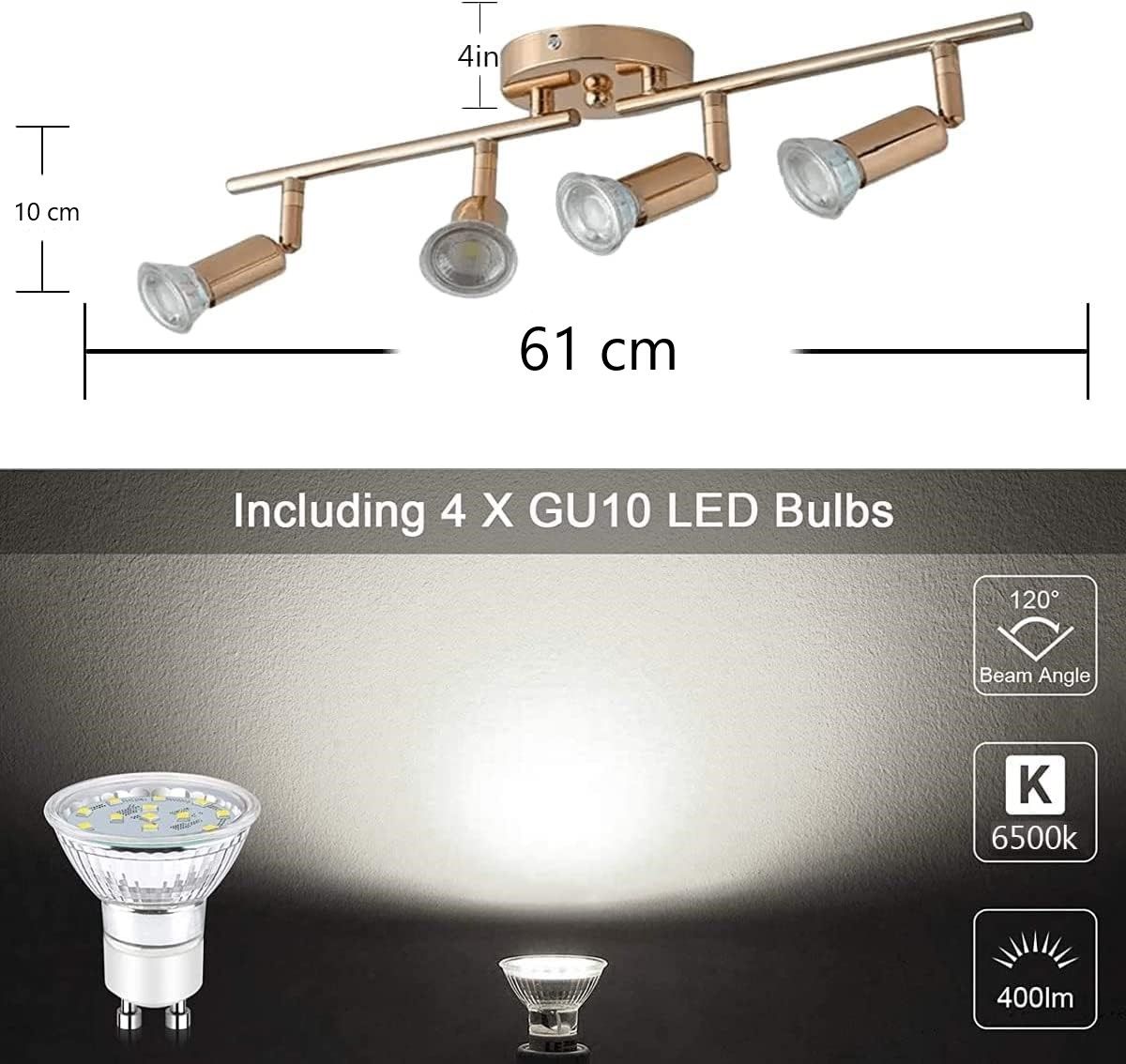 Modern 4-Light Track Lighting Kit LED | Gold, Contemporary Design