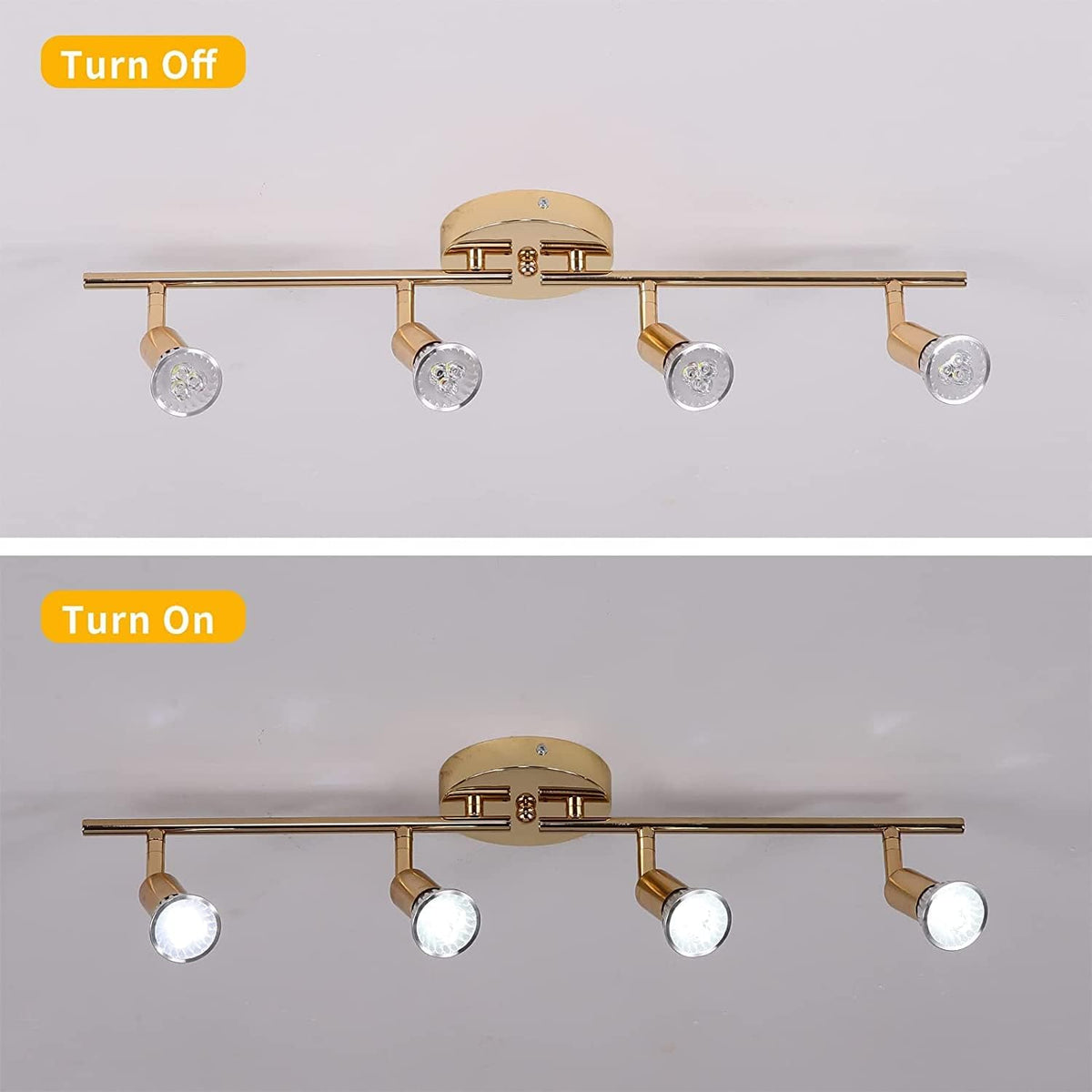 Modern 4-Light Track Lighting Kit LED | Gold, Contemporary Design