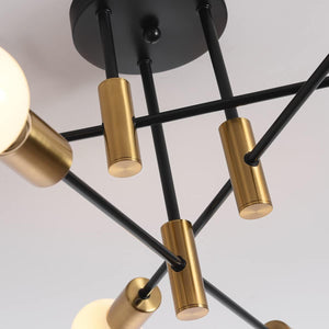 Mid Century Chandelier Modern | 6-Light, Black & Gold, Vintage Look