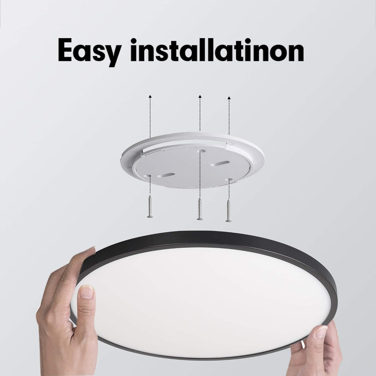 LED Ceiling Light Fixture | Natural Light, 24W 4500K, Black, Energy-Efficient
