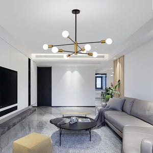 Sputnik Chandelier Modern Industrial | 8-Light, Black & Gold, Retro Style