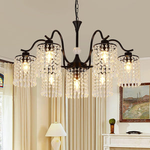 Crystal Chandelier | Industrial Farmhouse | Black