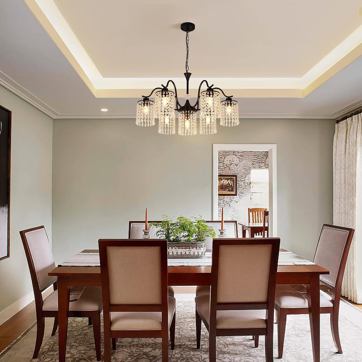 Crystal Chandelier | Industrial Farmhouse | Black