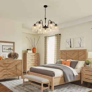 Crystal Chandelier | Industrial Farmhouse | Black