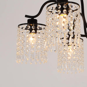 Crystal Chandelier | Industrial Farmhouse | Black
