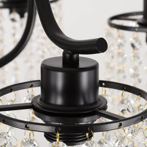 Crystal Chandelier | Industrial Farmhouse | Black