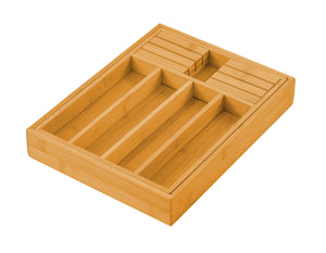 Large Capacity Bamboo Expandable Drawer Organizer | Knife Block Holder | Home Kitchen Utensils