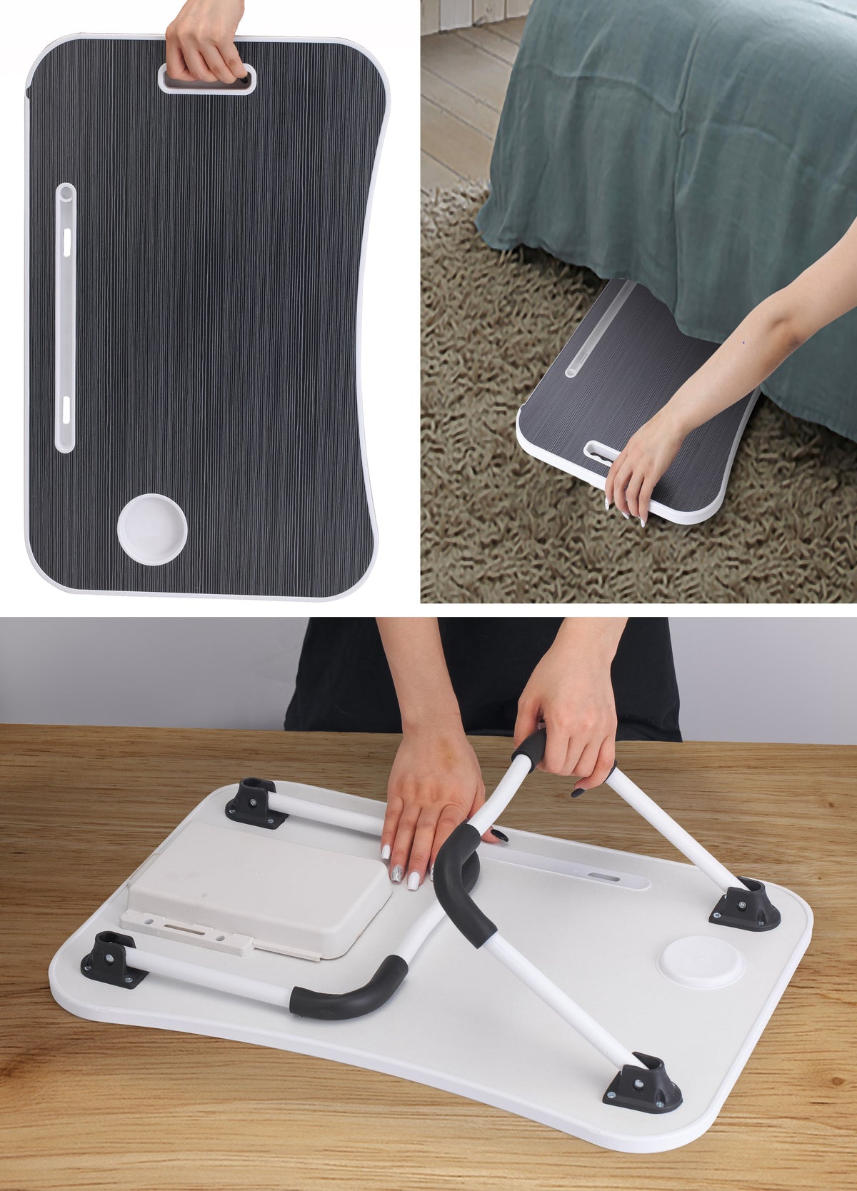 Laptop Bed Desk with Storage | Foldable Legs | For Adults, Kids & Home Office