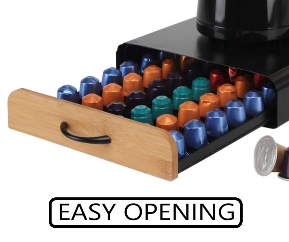 CARLA HOME Coffee Pod Holder | Storage Drawer | Compatible with 60 Nespresso Pods | Kitchen Storage & Organisation | Natural