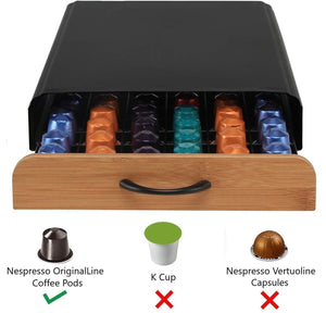 CARLA HOME Coffee Pod Holder | Storage Drawer | Compatible with 60 Nespresso Pods | Kitchen Storage & Organisation | Natural