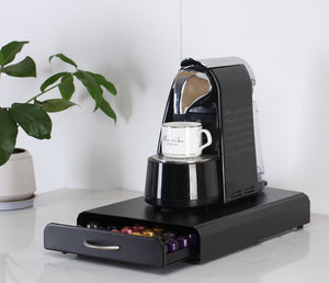 CARLA HOME Coffee Pod Holder | Storage Drawer | Compatible with 60 Nespresso Pods | Kitchen Storage & Organisation | Black