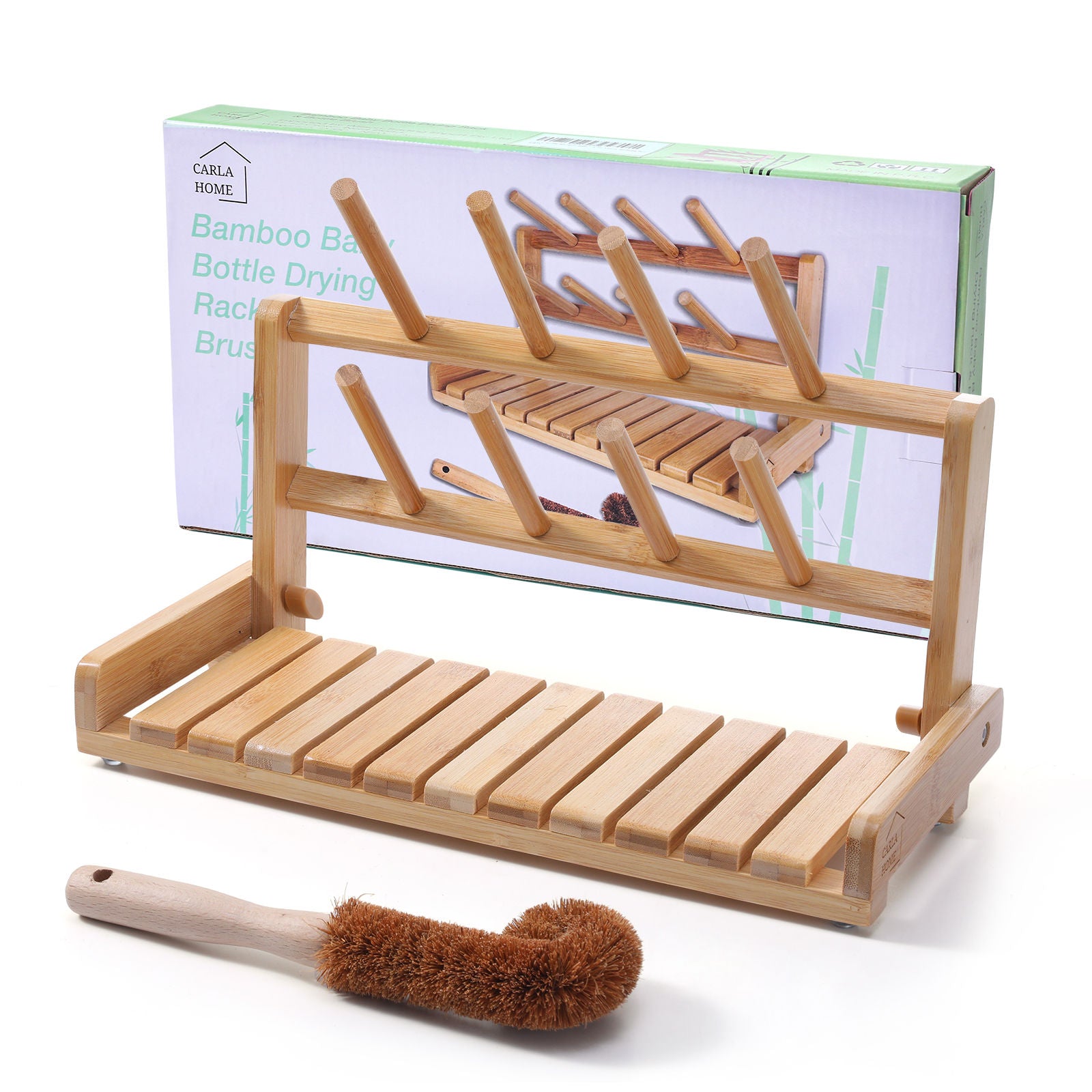 CARLA HOME | Portable Bamboo Baby Bottle Drying Rack