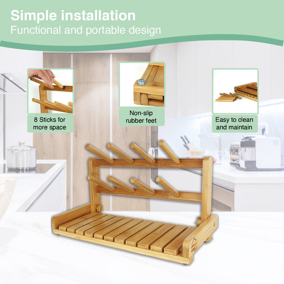 CARLA HOME | Portable Bamboo Baby Bottle Drying Rack