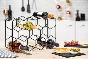 Freestanding Modern Wine Rack | 14 Bottle Capacity | Metal Countertop Design