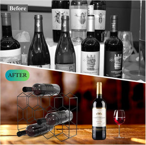Freestanding Modern Wine Rack | 14 Bottle Capacity | Metal Countertop Design