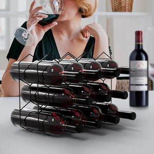 Freestanding Modern Wine Rack | 14 Bottle Capacity | Metal Countertop Design