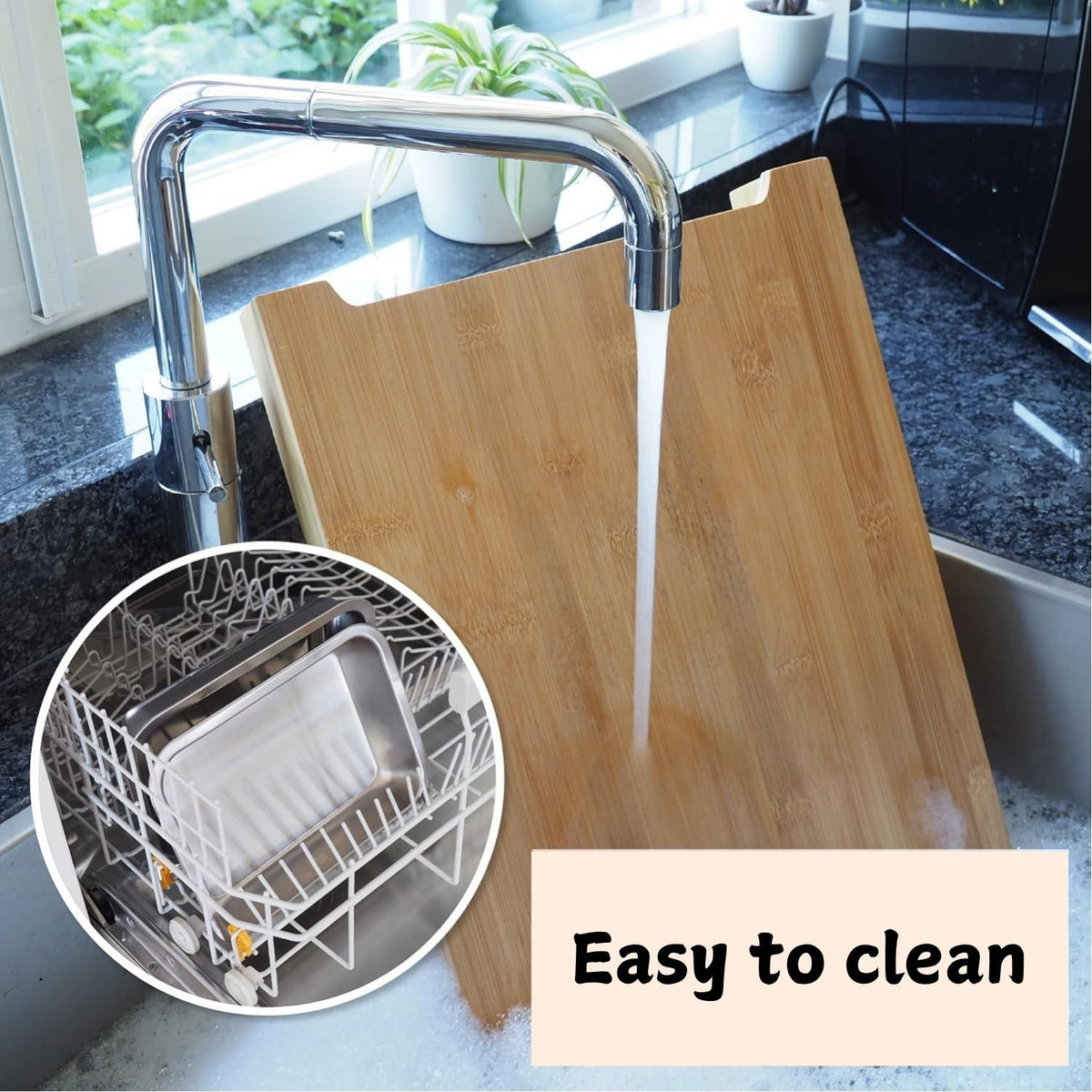 Chopping Board with 2 Organiser Stainless Steel Trays Containers | Kitchen Storage for Cutting & Sorting