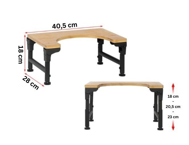 Toilet Stool | Bamboo | Foldable + Adjustable Height | Non-Slip Bathroom Step