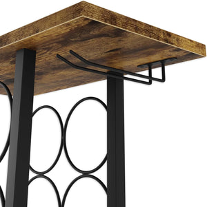 Wine Rack Countertop | Wooden & Metal Holder | Fits 6 Bottles & 2 Glasses