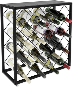 Freestanding Metal Wine Rack | 25 Bottle Capacity | Durable Construction