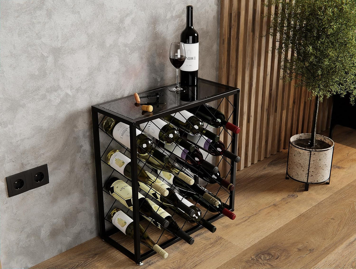 Freestanding Metal Wine Rack | 25 Bottle Capacity | Durable Construction