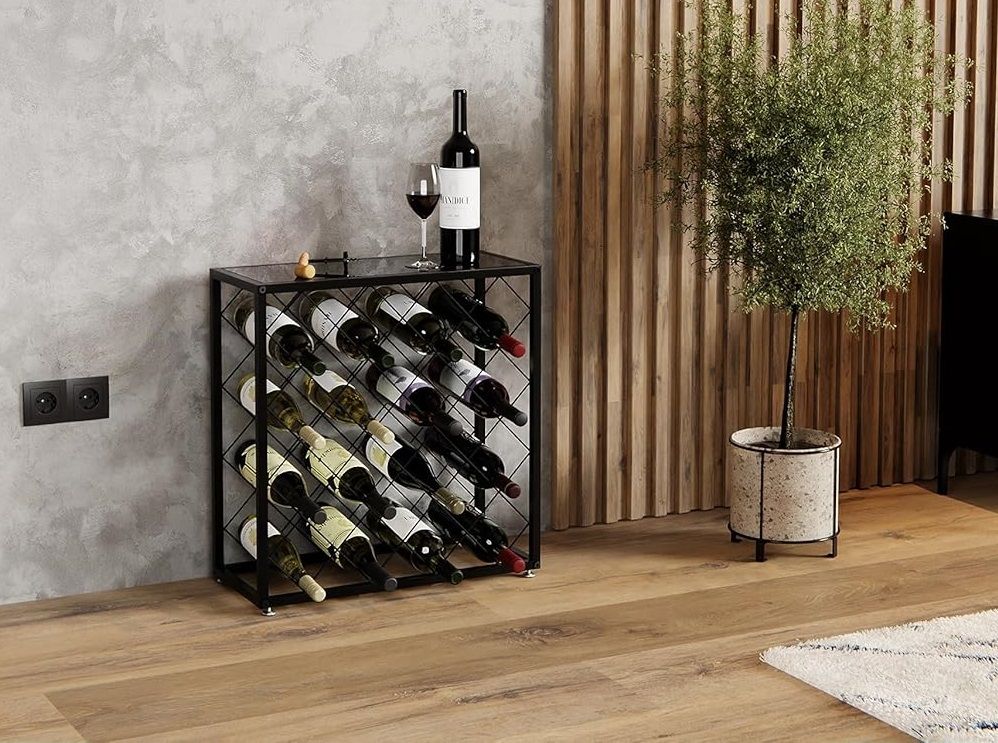 Freestanding Metal Wine Rack | 25 Bottle Capacity | Durable Construction