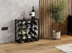 Freestanding Metal Wine Rack | 25 Bottle Capacity | Durable Construction