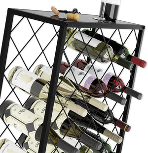 Freestanding Metal Wine Rack | 25 Bottle Capacity | Durable Construction