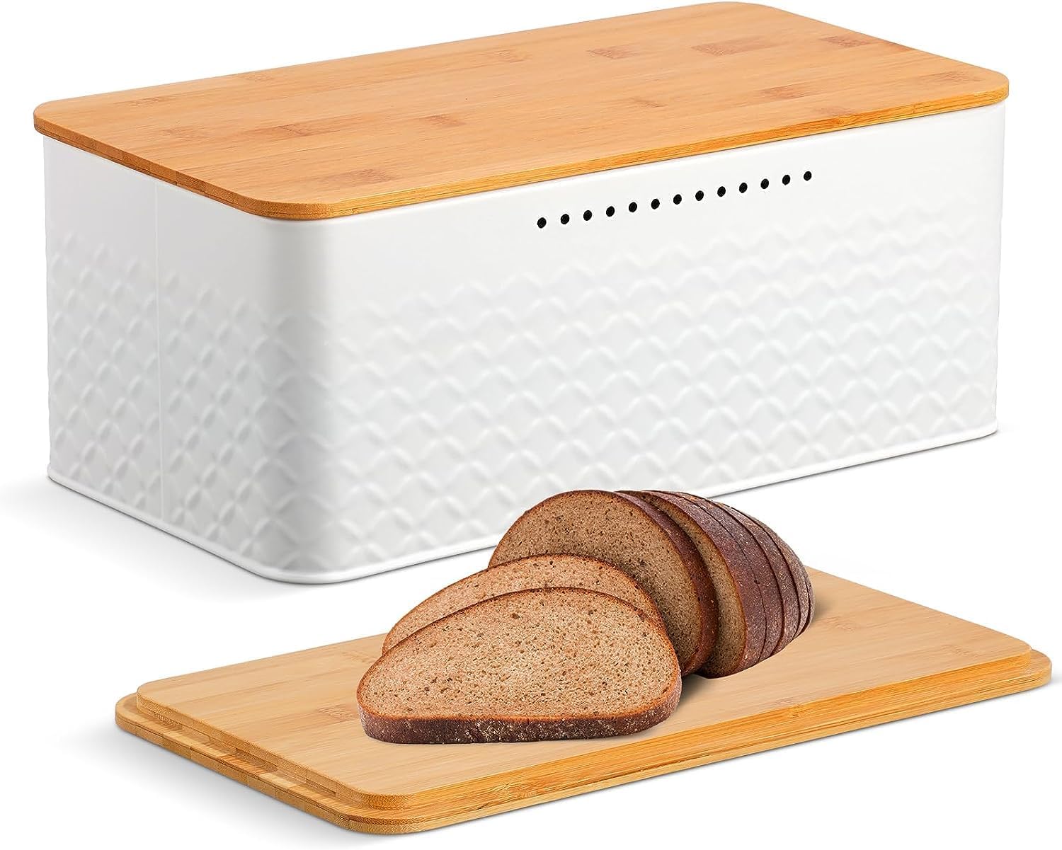 Bread Bin with Bamboo Lid | Used as Chopping Board for Kitchen Countertop