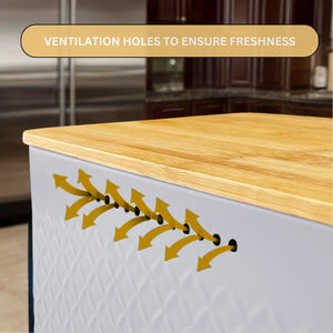 Bread Bin with Bamboo Lid | Used as Chopping Board for Kitchen Countertop