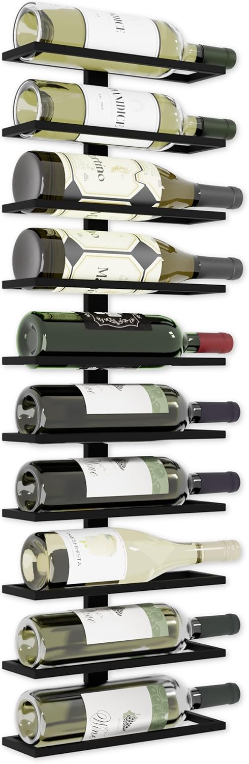 Wall-Mounted Metal Wine Rack | Holds 10 Bottles | Ideal for Wine, Liquor, Champagne