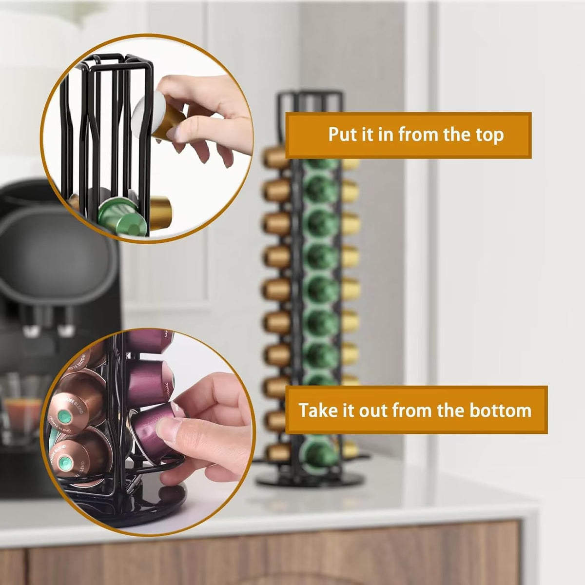 Coffee Pods Holder Storage | Compatible with 40 Nespresso Pods