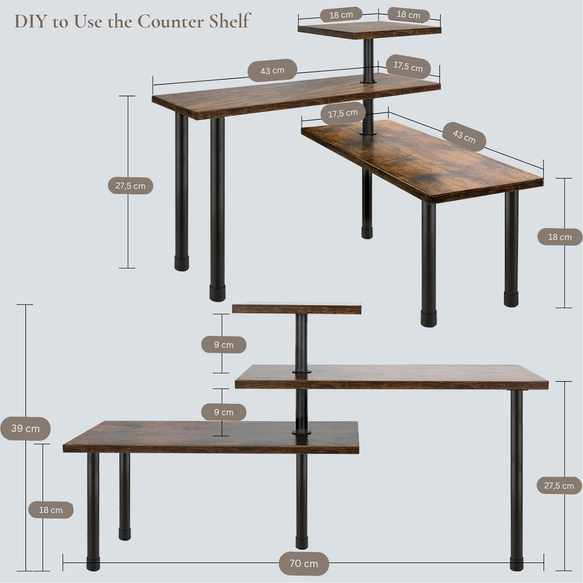 3-Tier Wooden Corner Shelf | Kitchen Spice Rack Organiser for Home Storage & Organisation