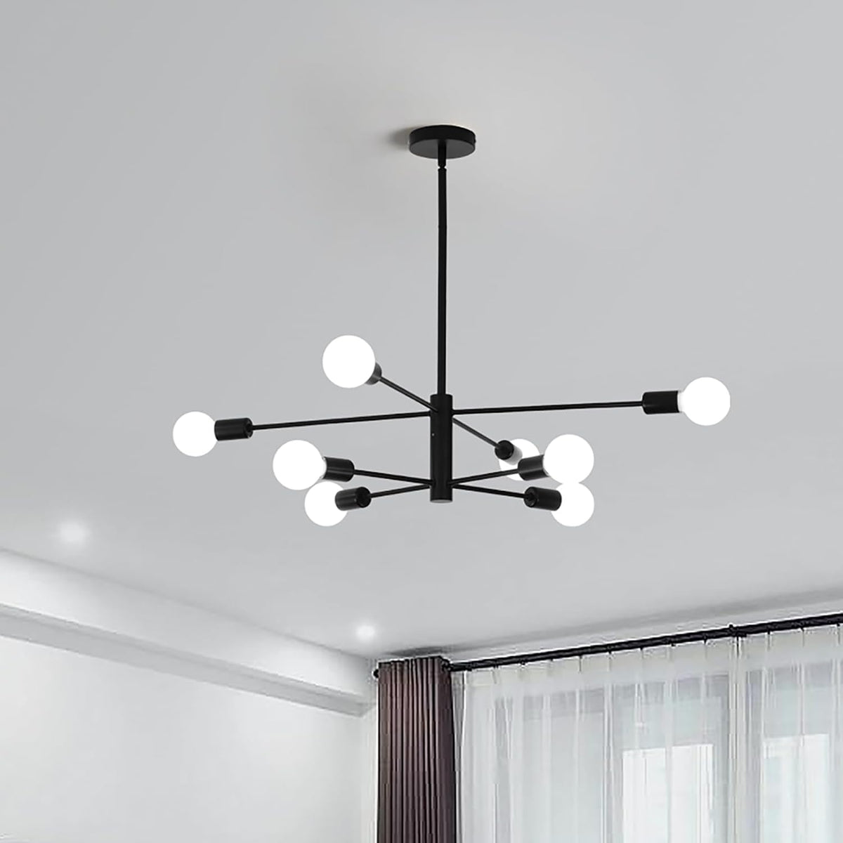 Modern Sputnik Chandelier | 8 Light, Black, Industrial Style