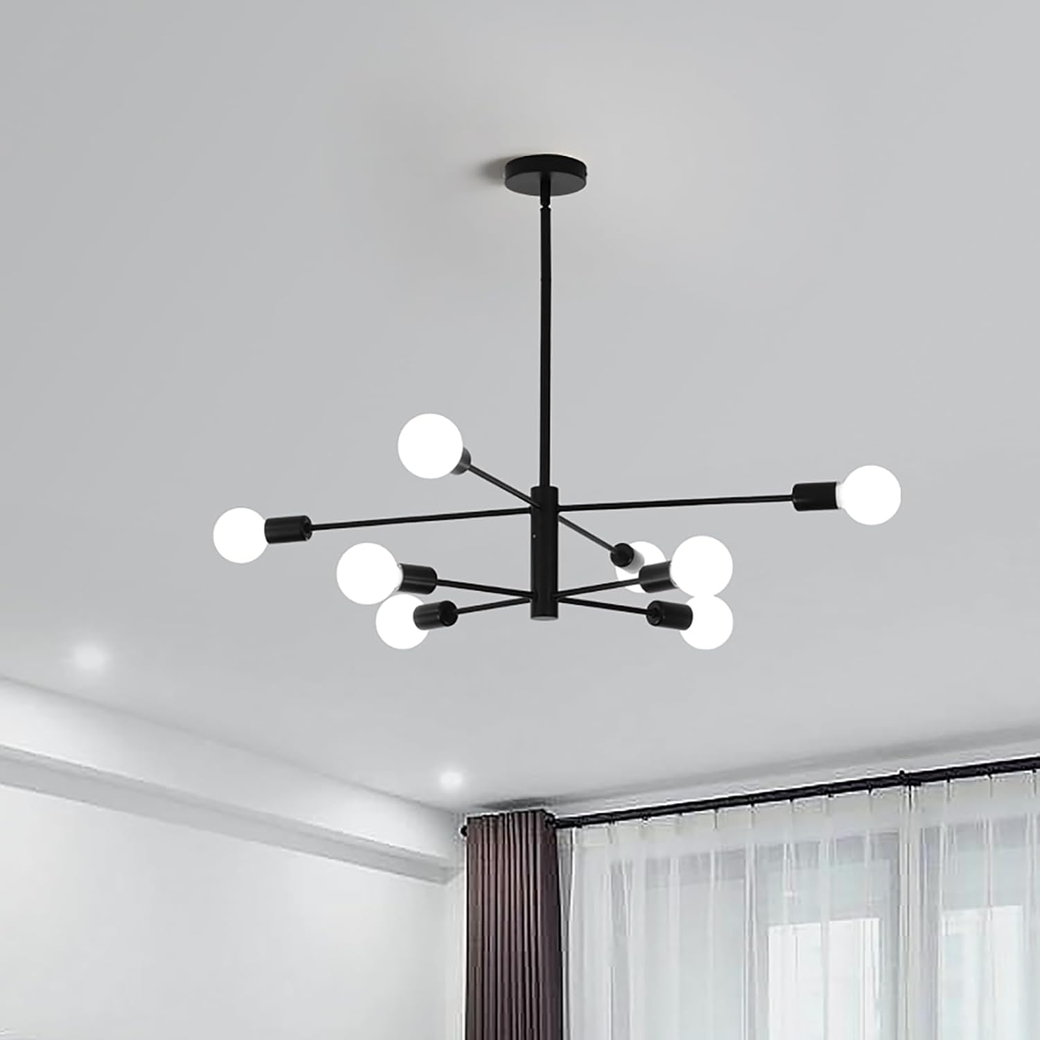 Modern Sputnik Chandelier | 8 Light, Black, Industrial Style