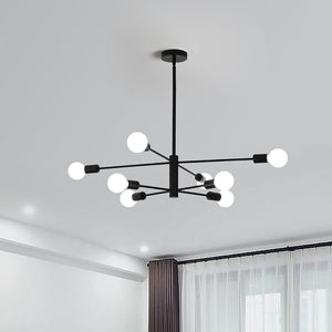 Modern Sputnik Chandelier | 8 Light, Black, Industrial Style