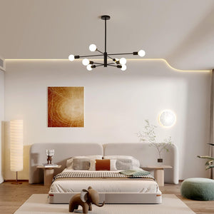 Modern Sputnik Chandelier | 8 Light, Black, Industrial Style