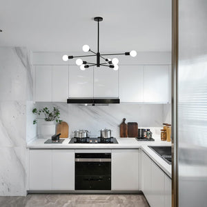 Modern Sputnik Chandelier | 8 Light, Black, Industrial Style